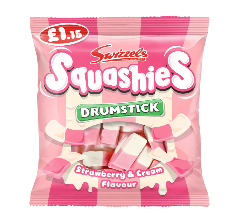 Swizzels Squashies Drumstick Strawberry & Cream Flavour Bag 120g