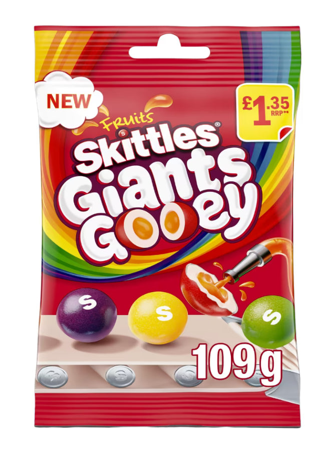 Skittles Giants Gooey Vegan Chewy Sweets Fruit Flavoured Pouch Bag 109g